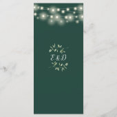 Smaragdgroene bloemenslinger verlichtingsfeest menu (Achterkant)