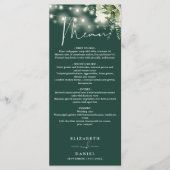 Smaragdgroene bloemenslinger verlichtingsfeest menu (Voorkant)