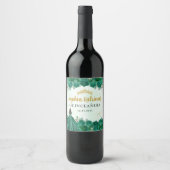 Smaragdgroene bloementiara quinceanera verjaardag wijn etiket (Voorkant)