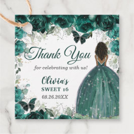 Smaragdgroene bloemenvlinders bruine prinses bedankjes labels