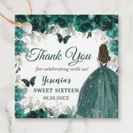 Smaragdgroene bloemenvlinders Prinses Verjaardag Bedankjes Labels