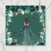 Smaragdgroene bloemenvlinders Prinses Verjaardag Bedankjes Labels (Achterkant)