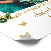 Smaragdgroene bloemenvlinders quinceanera foto poster (Hoek)