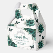 Smaragdgroene bloemenvlinders Verjaardagsgevel Bedankdoosjes (Achterkant)