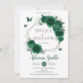 Smaragdgroene bloemenvlinders zoet 16 Verjaardag Kaart (Voorkant)