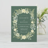 Smaragdgroene Bloemige Botanische Bruiloft Kaart (Staand voorkant)