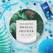 Smaragdgroene Bloemige Elegante Moderne Bruidsmeis Papieren Bordje (Feest)