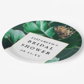 Smaragdgroene Bloemige Elegante Moderne Bruidsmeis Papieren Bordje (Gekanteld)