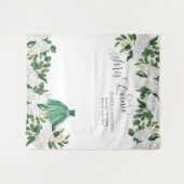 Smaragdgroene bloemige prinses Quinceanera achterg Wandkleed (Voorkant (horizontaal))