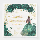 Smaragdgroene bloemjurk prinses Quinceanera Servet (Voorkant)