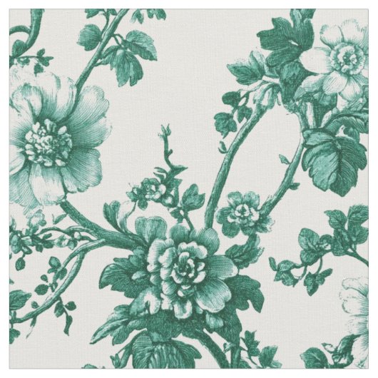Smaragdgroene bloemrank toile stof (Close Up)