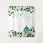 Smaragdgroene bloemrijke prinsessen-quinceanera-ac wandkleed (Voorkant)