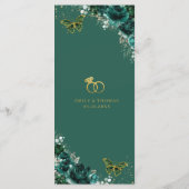 Smaragdgroene Bloemvlinder Bruiloft Slank Menu (Achterkant)