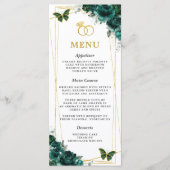 Smaragdgroene Bloemvlinder Bruiloft Slank Menu (Voorkant)