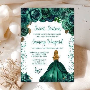 Smaragdgroene Blonde Haren Prinses Sweet Sixteen Kaart