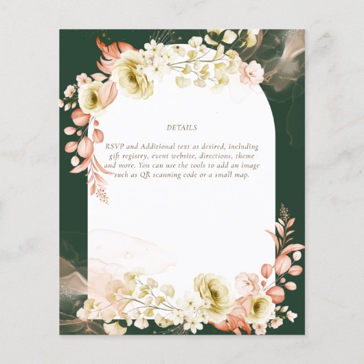 Smaragdgroene Boho Bloemige Bruiloft (Achterkant)