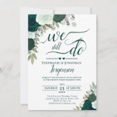 Smaragdgroene Boho Bloemige Hernieuwing van Huweli Kaart (Voorkant)