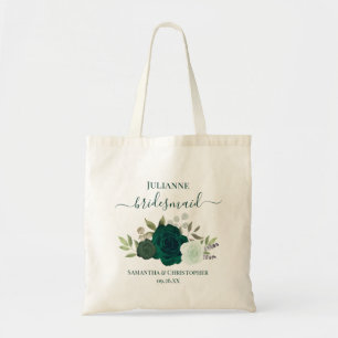 Smaragdgroene Boho Rozen Bruidsmeisje Huwelijksgun Tote Bag