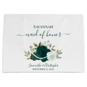 Smaragdgroene Boho Rozen Bruidsmeisje van Eer Groot Cadeauzakje (Voorkant)