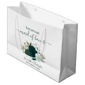Smaragdgroene Boho Rozen Bruidsmeisje van Eer Groot Cadeauzakje (Voorkant Gekanteld)