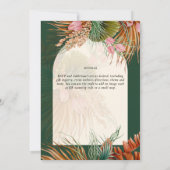 Smaragdgroene Boho Tropische Pampasgras Bruiloft Kaart (Achterkant)