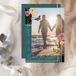 Smaragdgroene Boho-wildbloem Foto Save the Date<br><div class="desc">Smaragdgroene Boho-wildbloem Foto Save the Date Kaart. Vier uw naderende huwelijk met deze rijke smaragdgroene boho save the date,  met delicate wilde bloemen en een fotolay-out dat uw liefde vastlegt. Een gewaagde maar romantisch ontwerp,  perfect voor rustieke,  botanische of elegante trouwthema's.</div>
