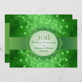 Smaragdgroene Bokeh 30th Jubileumfeest Kaart (Voorkant / Achterkant)