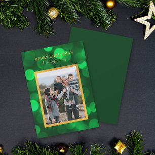 Smaragdgroene Bokehlichten Gouden Prettig Kerstfee Feestdagenkaart