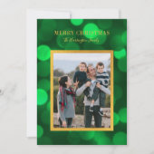 Smaragdgroene bokehlichten Gouden vrolijk kerstfee Feestdagenkaart (Voorkant)