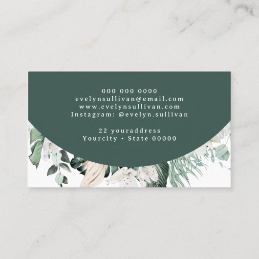 Smaragdgroene boog Visitekaartje (Achterkant)