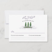 Smaragdgroene bosboom lavendel bruiloft RSVP kaartje (Voorkant)