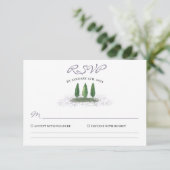 Smaragdgroene bosboom lavendel bruiloft RSVP kaartje (Staand voorkant)