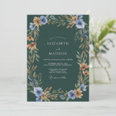 Smaragdgroene botanische aquarel bruiloft kaart (Staand voorkant)