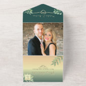 Smaragdgroene botanische bruiloft all in one uitnodiging (Buitenkant)