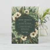Smaragdgroene Botanische Bruiloftsbloei Kaart (Staand voorkant)
