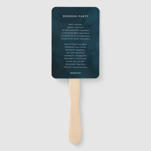 Smaragdgroene botanische elegante bruiloft program handwaaier (Achterkant)