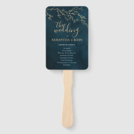 Smaragdgroene botanische elegante bruiloft program handwaaier