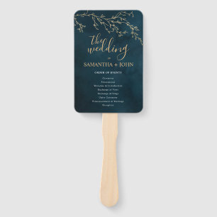 Smaragdgroene botanische elegante bruiloft program handwaaier