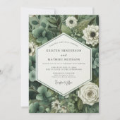 Smaragdgroene Botanische Romantische Bruiloft Kaart (Voorkant)