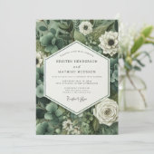 Smaragdgroene Botanische Romantische Bruiloft Kaart (Staand voorkant)