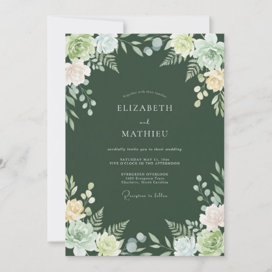 Smaragdgroene Botanische Whimsy Bruiloft Kaart (Voorkant)