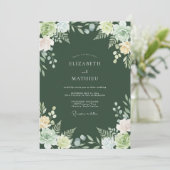 Smaragdgroene Botanische Whimsy Bruiloft Kaart (Staand voorkant)