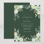 Smaragdgroene Botanische Whimsy Bruiloft Kaart (Voorkant / Achterkant)