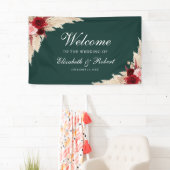 Smaragdgroene Bourgogne Rozen Welkom Bruiloft Spandoek (Insitu)