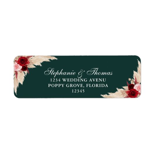 Smaragdgroene Bourgondië Rozen Retouradres Label (Voorkant)