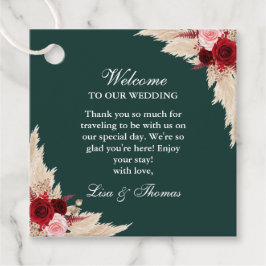 Smaragdgroene Bourgondiërozen Trouwbegroeting Bedankjes Labels