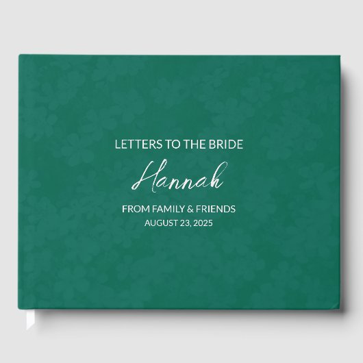 Smaragdgroene brieven aan de bruid aandenken notit gastenboek (Voorkant)