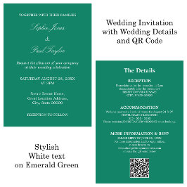 Smaragdgroene bruiloft QR Code RSVP uitnodiging