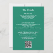 Smaragdgroene bruiloft QR Code RSVP uitnodiging (Achterkant)