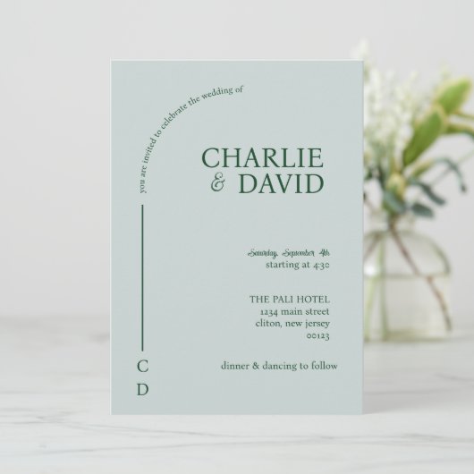 Smaragdgroene bruiloft uitnodigingen (Staand voorkant)